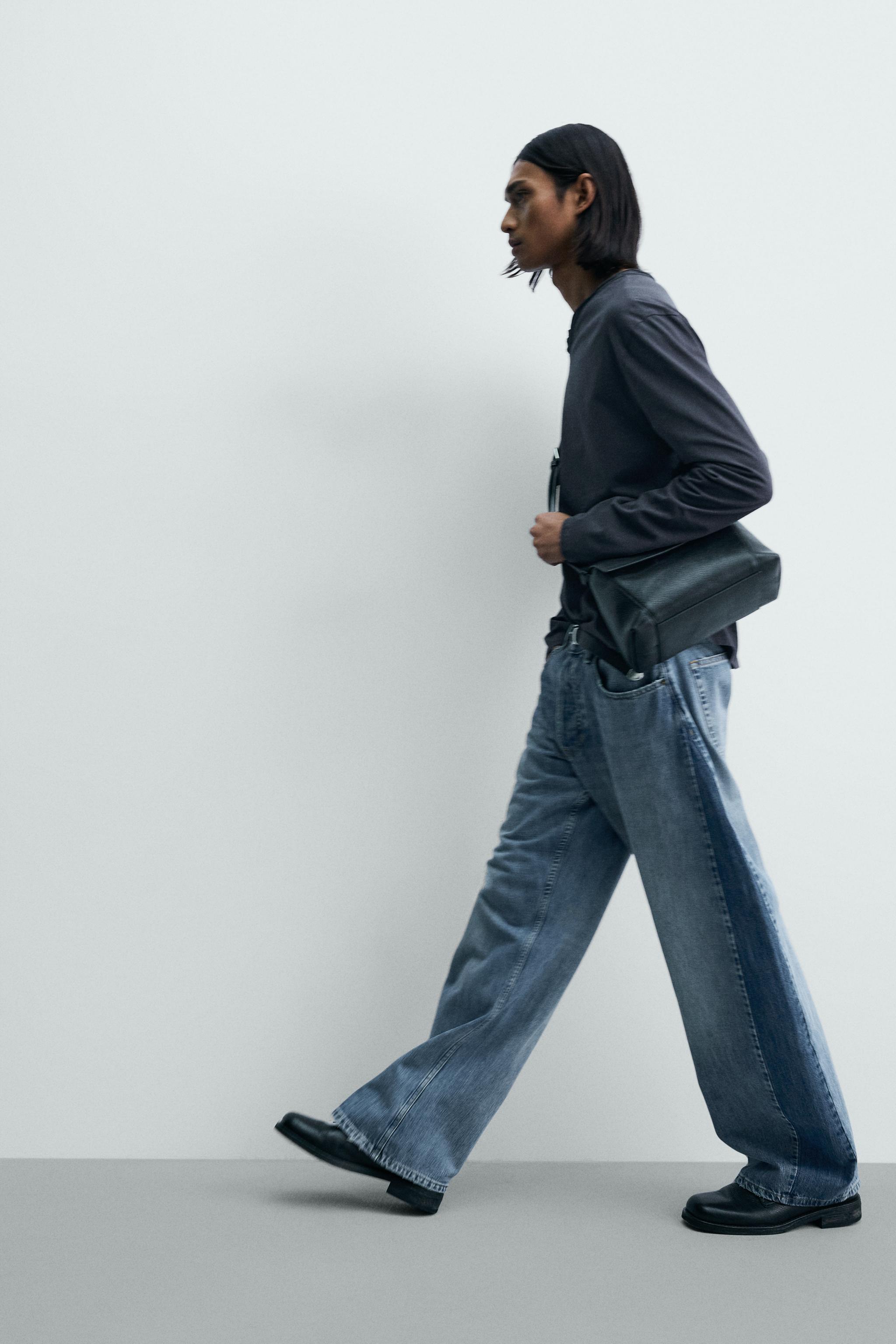 LOOSE BALLOON FIT JEANS WITH CONTRASTING BANDS